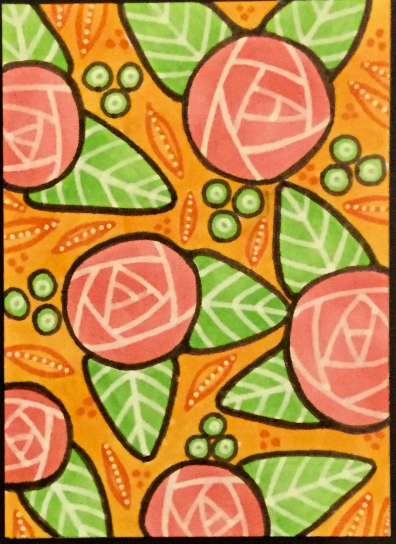 Orange, pink, and lime green ATCs