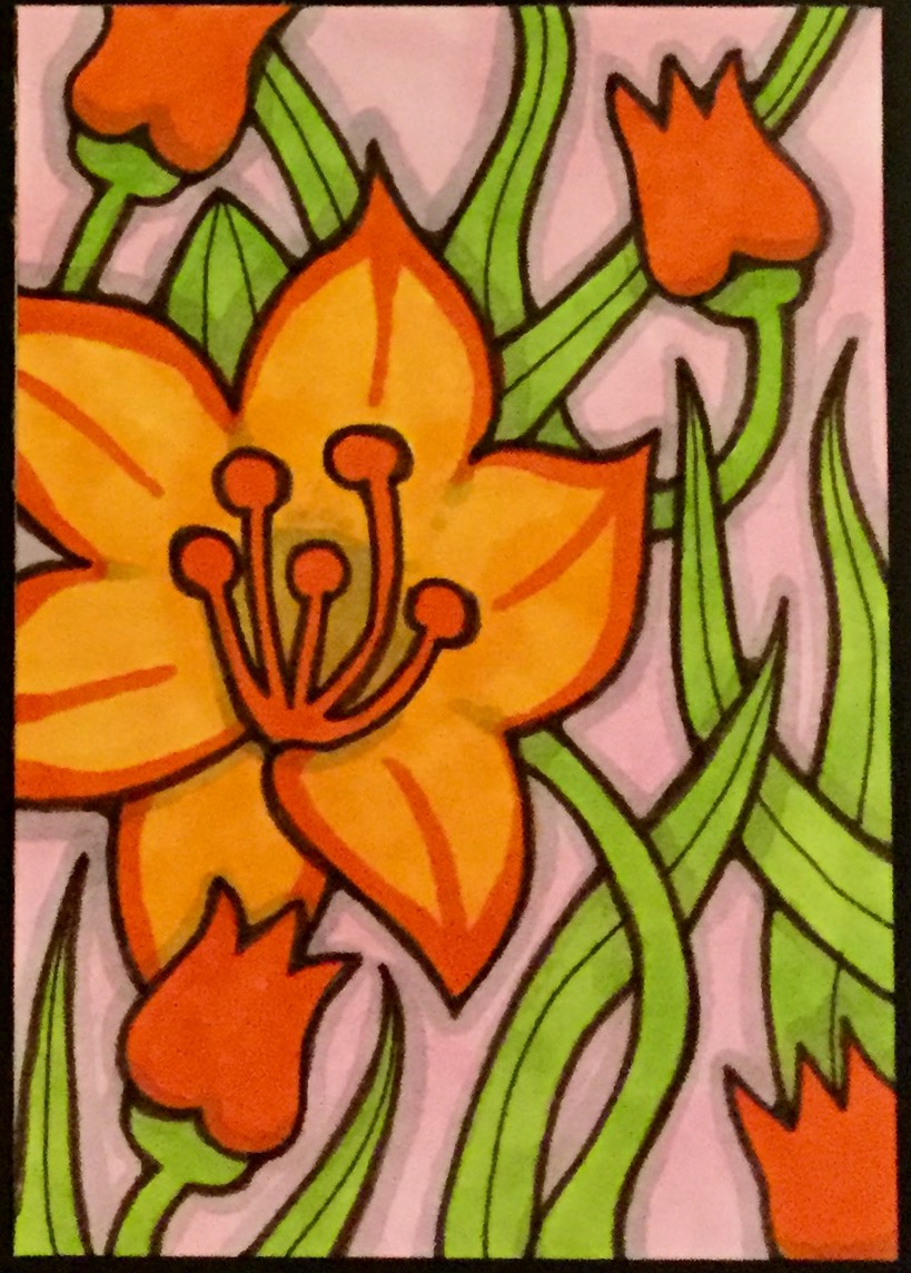 Orange, pink, and lime green ATCs
