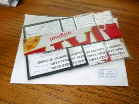 Packing your ATCs - backed with a cardboard strip