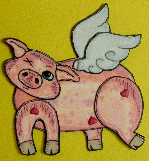 pig with wings paper doll