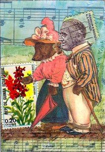 Postage Stamp folks - strolling couple