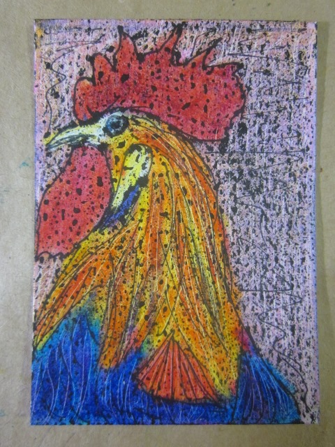 Postage Stamp - Sticker A Thon - Rooster with Attitude
