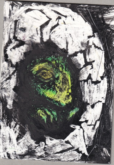 Scratch off ink on oil pastel