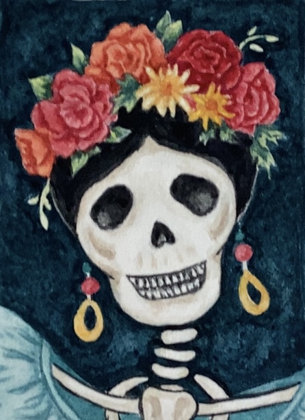 Skull Lady with Flowers