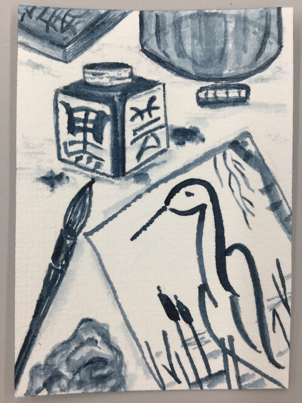 sumi-e crane