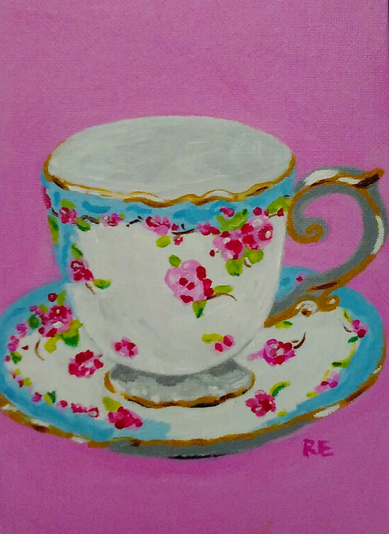Teacup 5x7 canvas panel