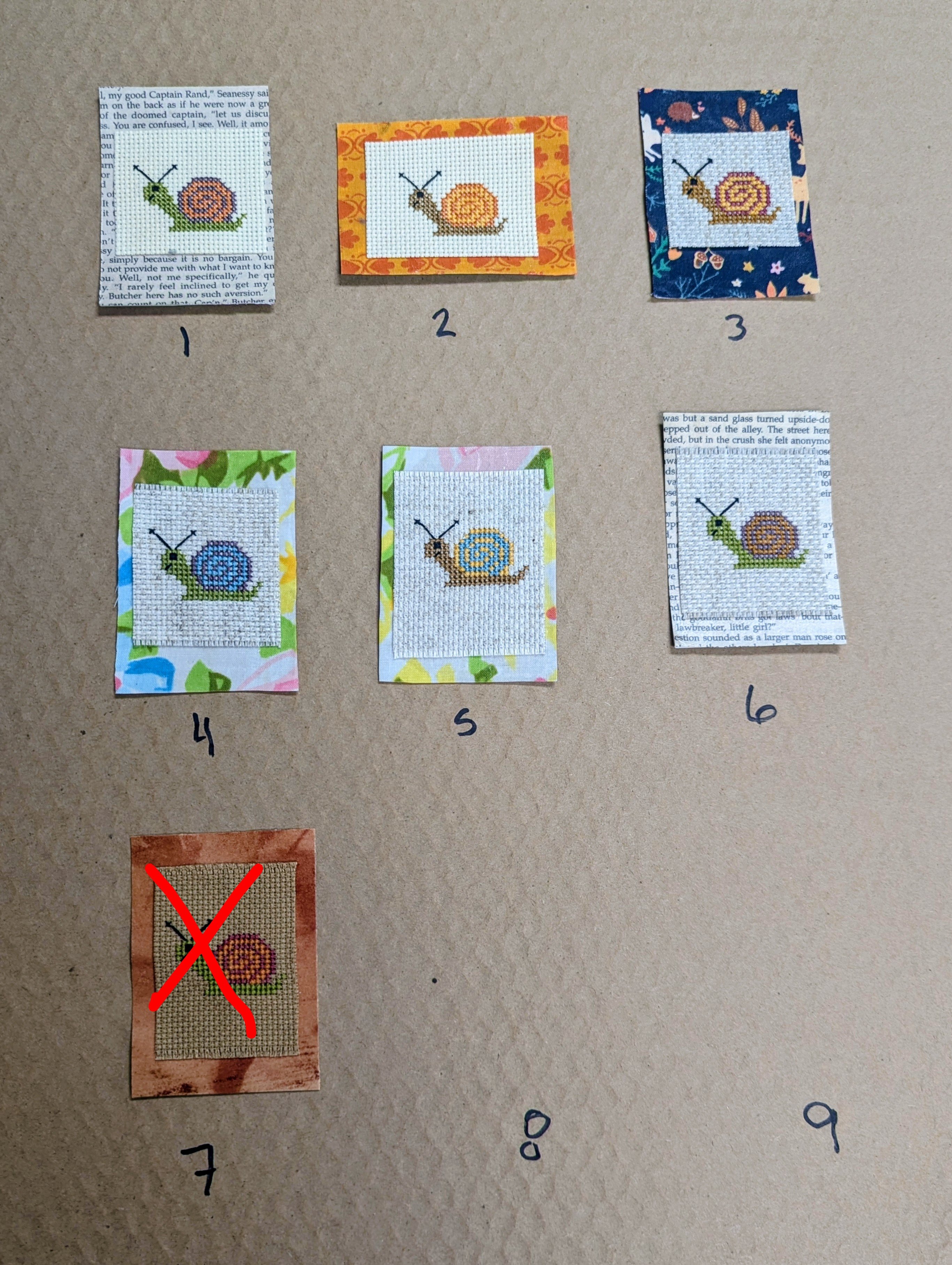 Traded - Cross stitched snails
