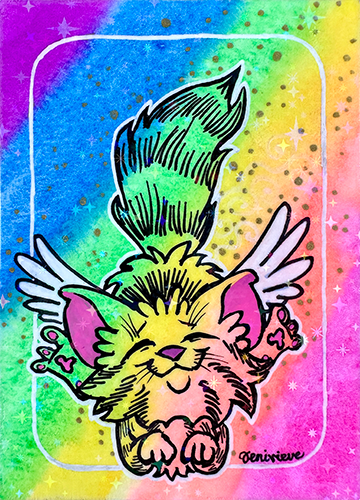 TRADED - Untitled rainbow angel cat