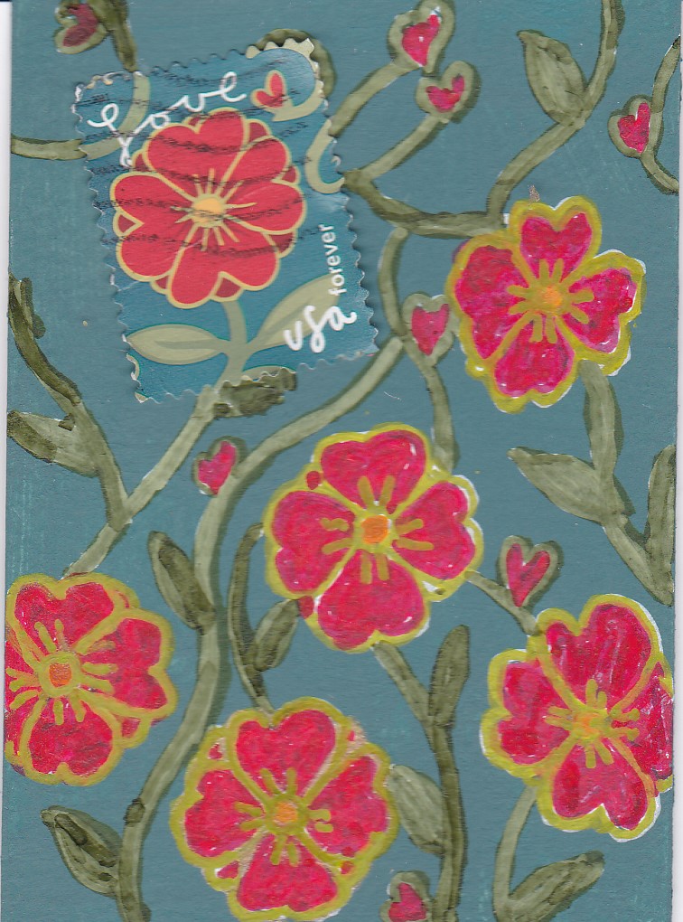 VALATART 04 Red flowers Love stamp