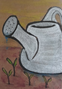 Watering Can with Sprouts