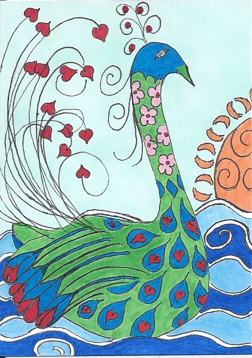 Whimsical Colorful Water Bird