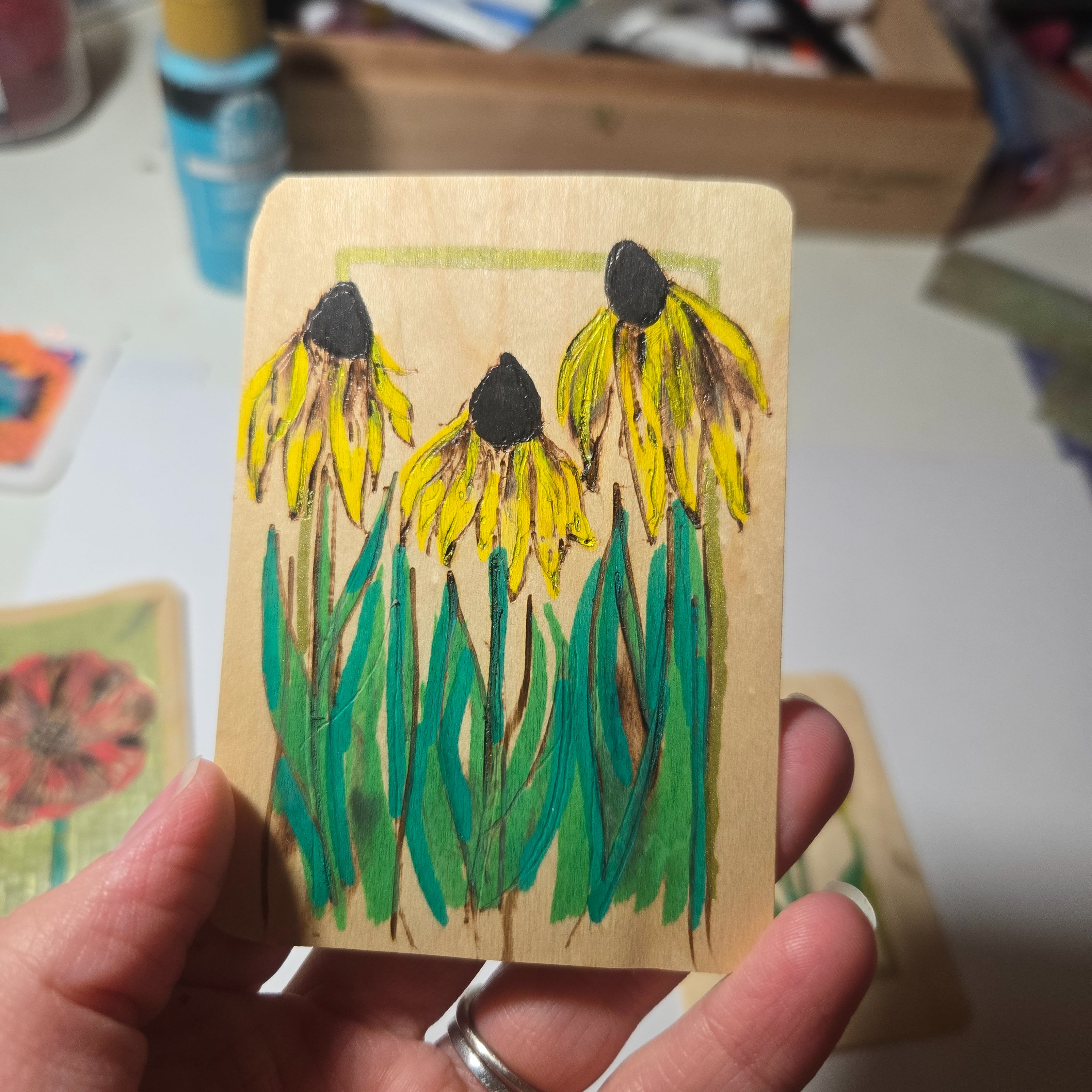 Woodburning on maple veneer