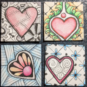 Zentangle Heart Inchie swap